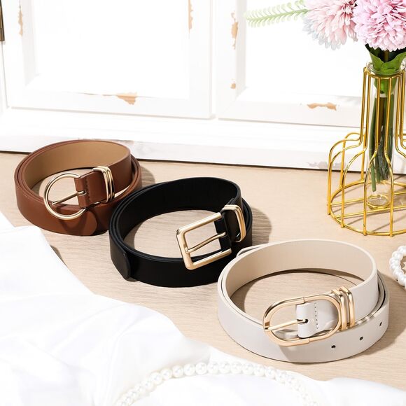 5695 3 Pack Women\'s Leather Belts For Jeans Pants Dresses Ladies Waist Belt